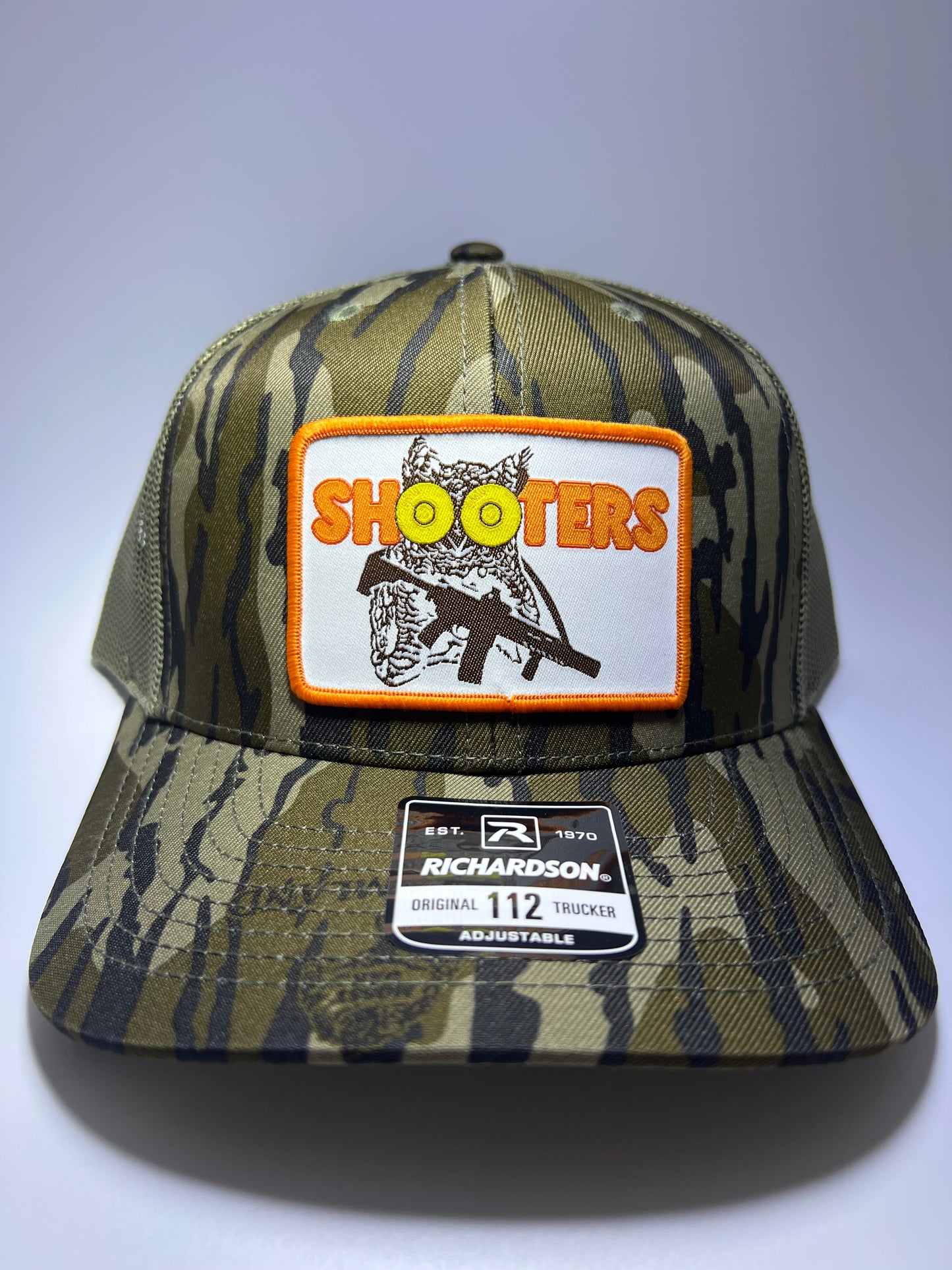 Shooters Sublimated Patch on a Richardson 112 MO Bottomland Trucker Hat