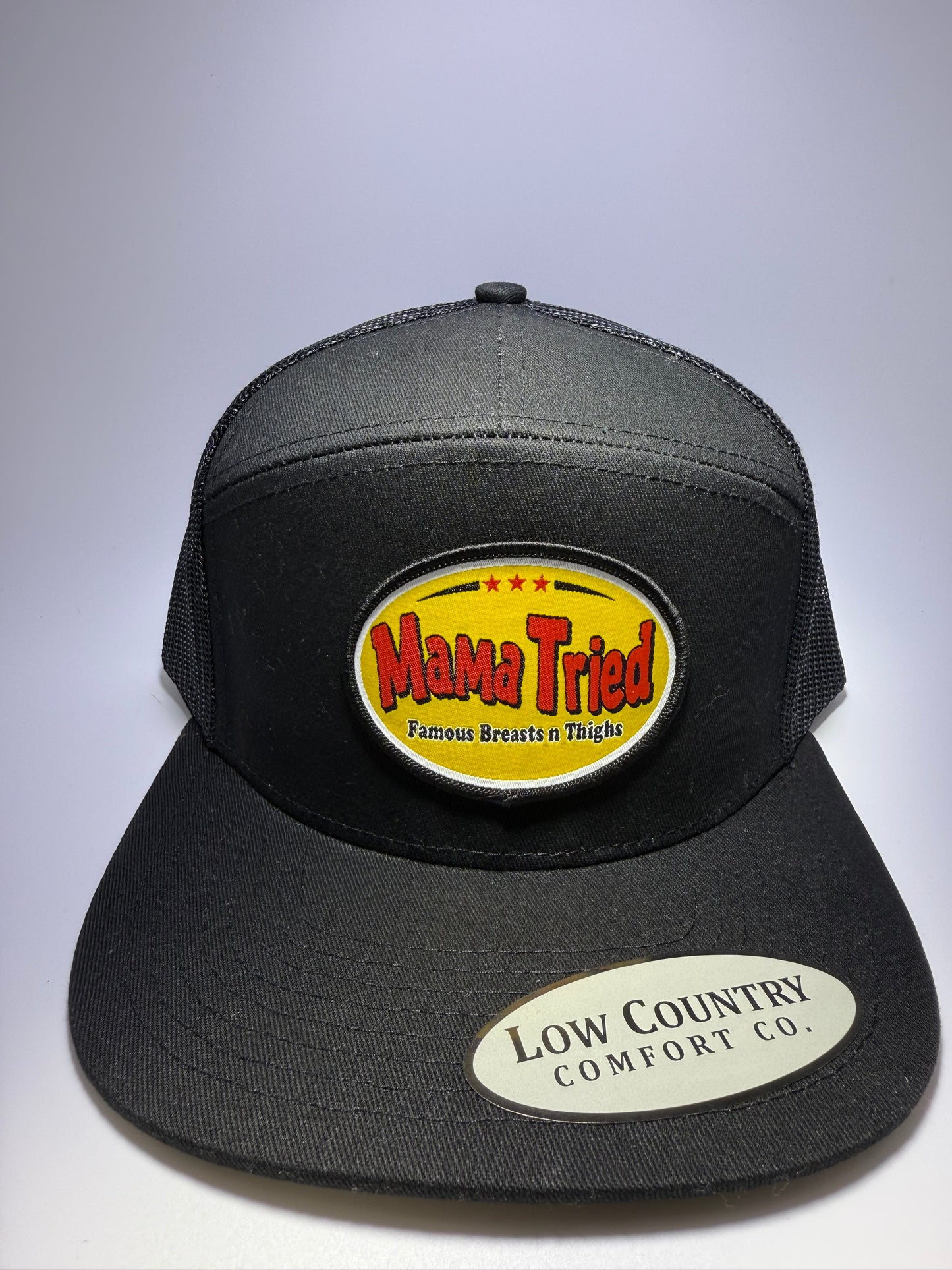 Mama Tried Patch on a Solid Black 7 Panel Hat
