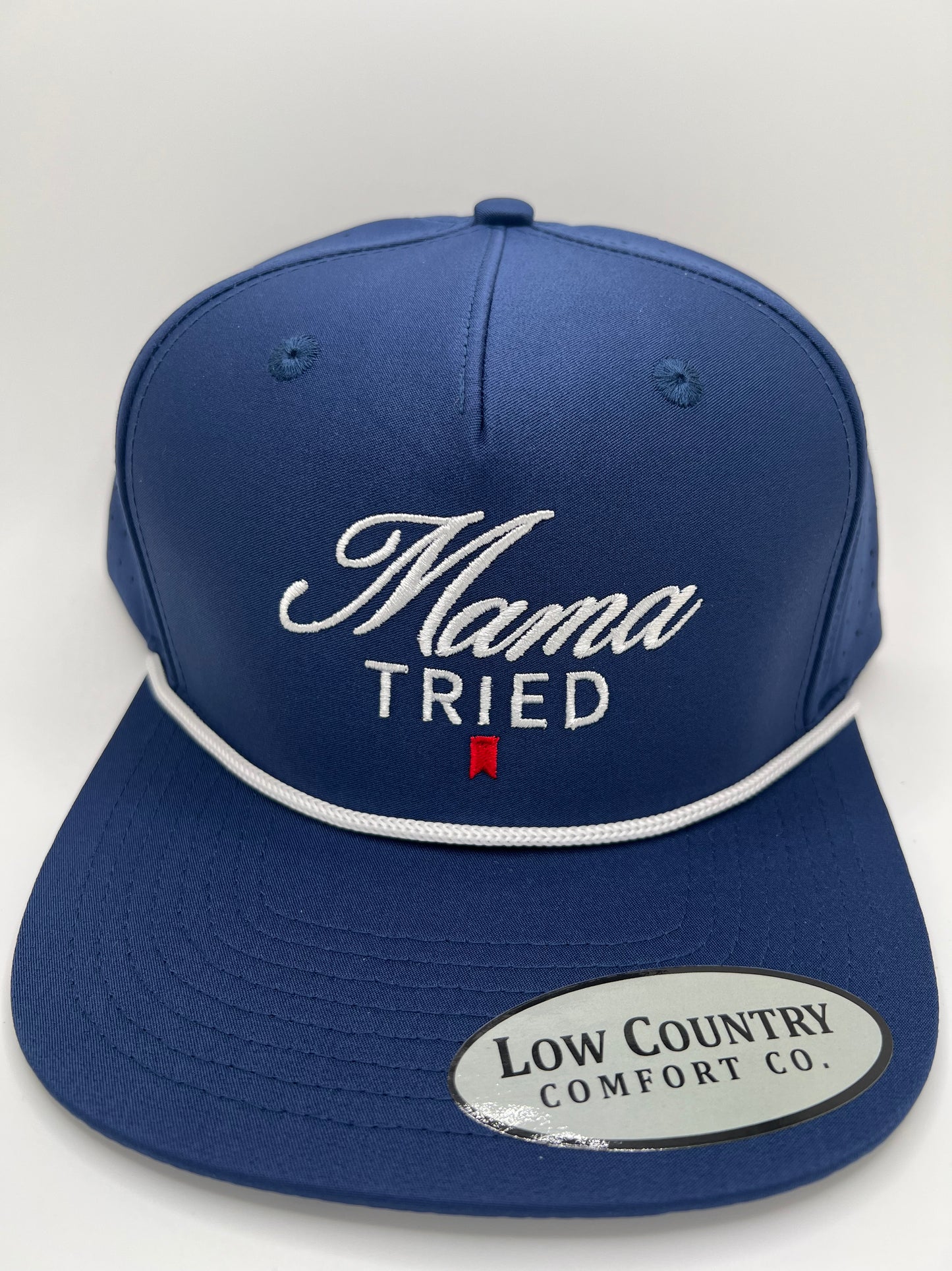 Mama Tried Embroidery on a Navy 5 Panel Performance Rope Hat