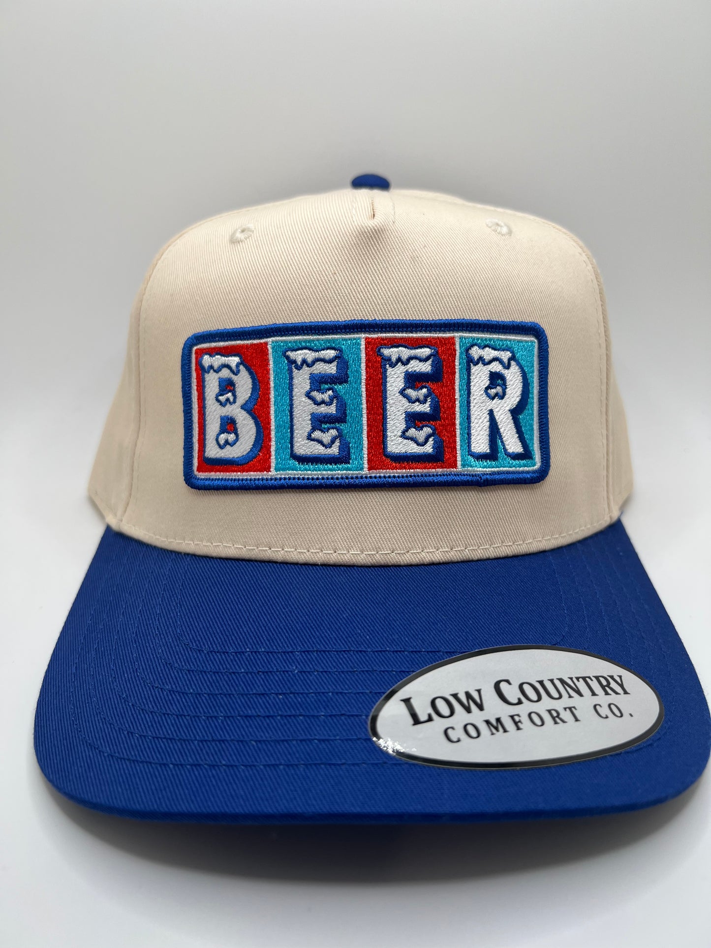 Beer Icy Sublimated Patch on a Natural/Royal Otto Style Hat