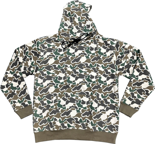 100 Brown Camo Hoodie - Embroidered Left Chest