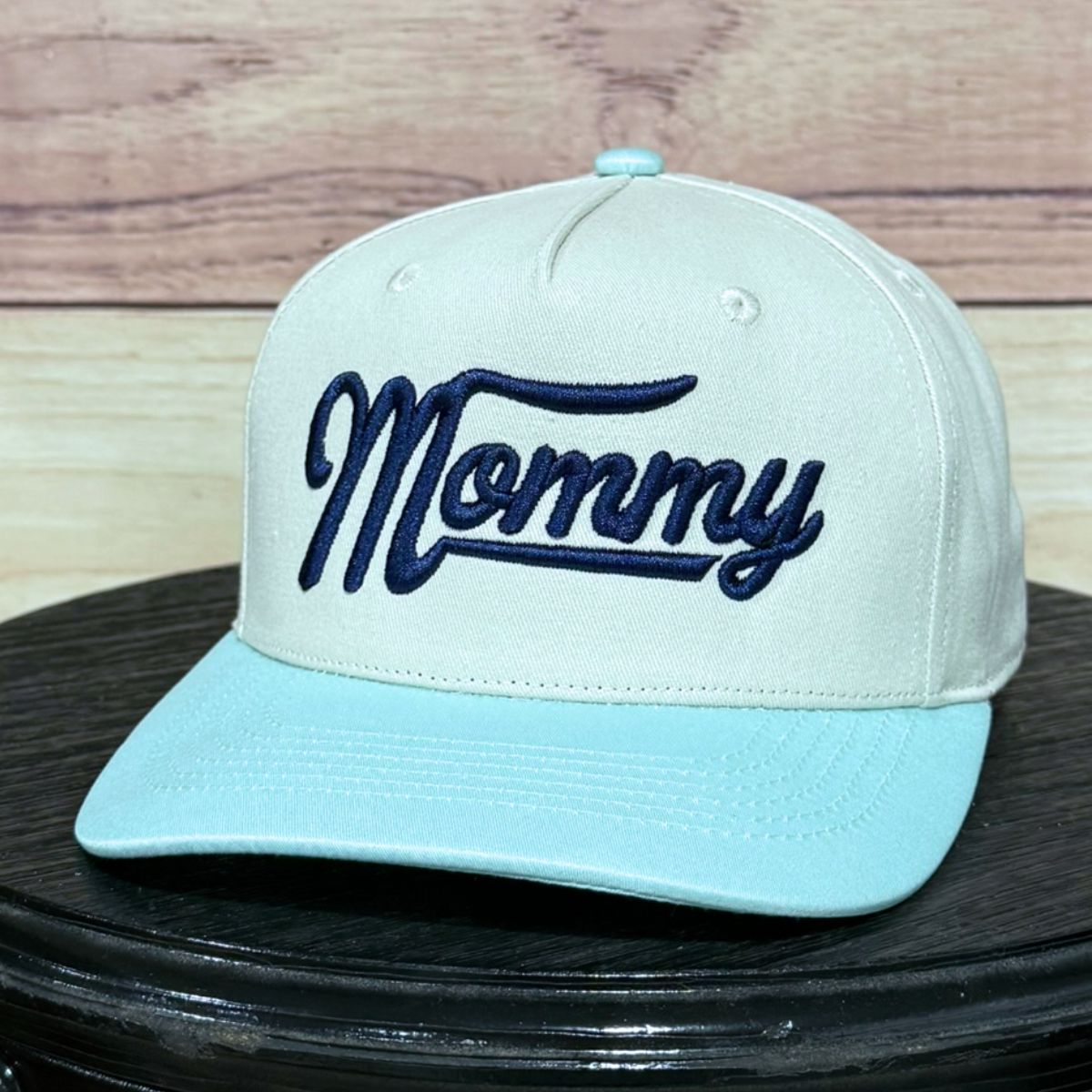 Mommy 3D Puff Natural/Pastel Blue
