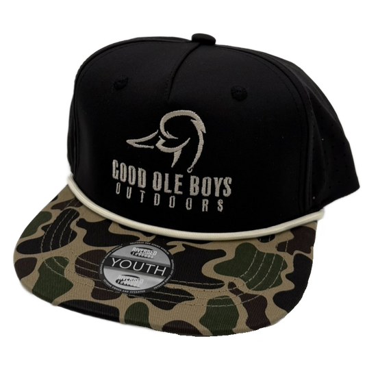 Youth - GOB12 Duck Logo 5perf Black/Camo Tan Rope