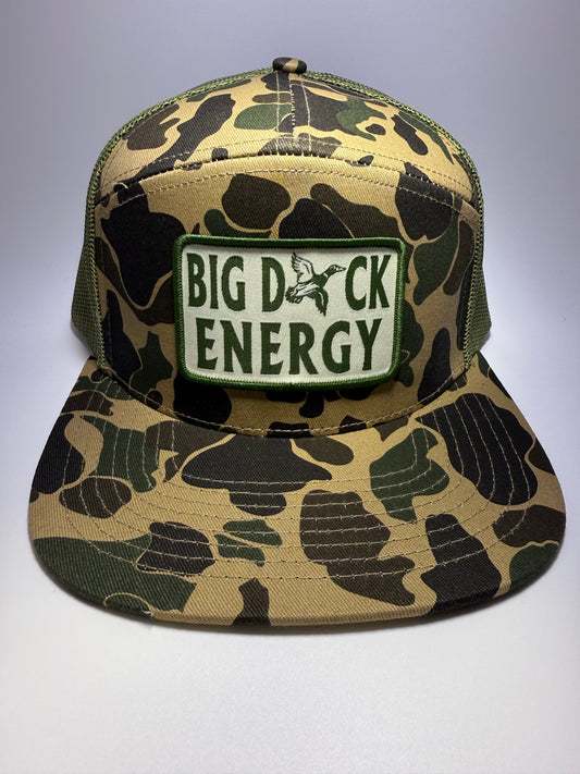 Big Duck Energy Sublimated Patch on a Riverbed Threads OS Camo 7 Panel Hat
