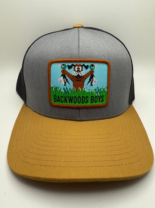 Backwoods Boys Duck Hunt Sublimated Patch on a Heather/Black/Amber Trucker Hat