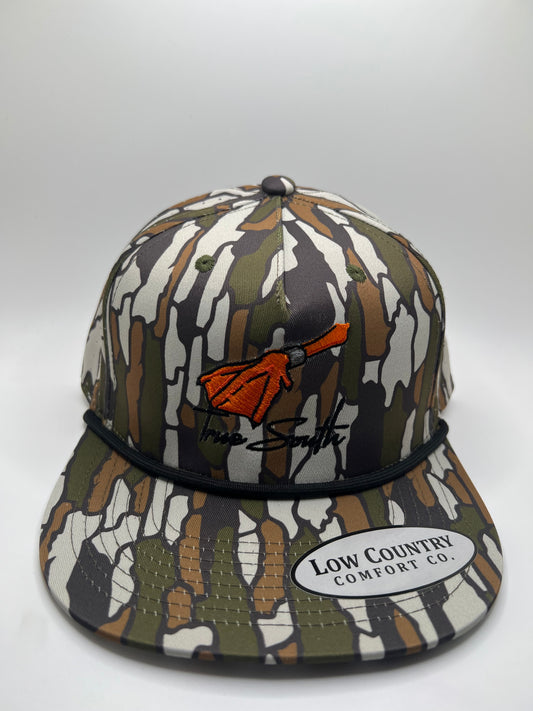 True South Banded Duck Embroidery on a Green/White Camo 5 Panel Performance Rope Hat