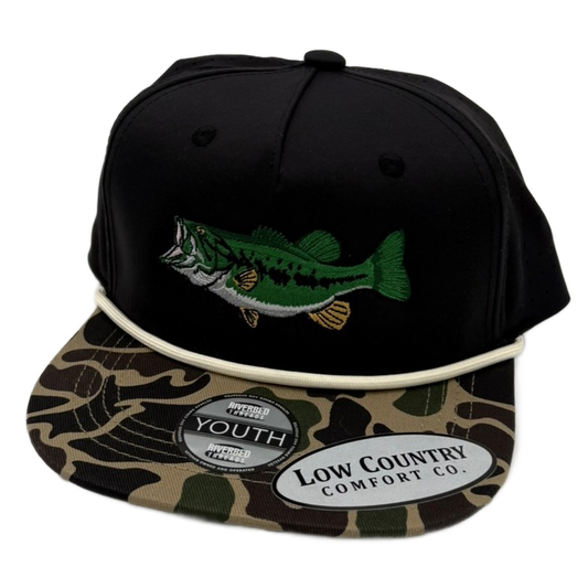 Youth - Full Bass 5perf Black/Camo Tan Rope